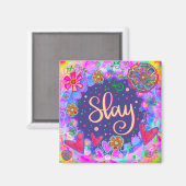 Slay Hearts  Funny Floral Inspirivity Magneet (Voorkant / Achterkant)