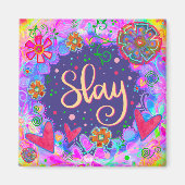 Slay Hearts  Funny Floral Inspirivity Magneet (Voorkant)