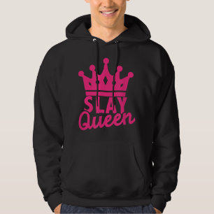 Slay Queen Pink Crown College Sorority Party Hoodie