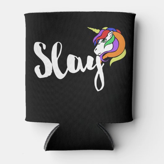 Slay retro regenboog eenhoorn blikjeskoeler (Voorkant)