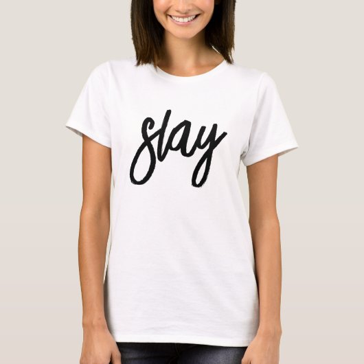 Slay: Schattigee minimalistische trendy stijlvol T-shirt (Voorkant)