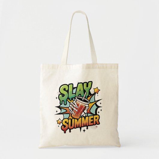 Slay Summer" Bubble Tea Tote Bag (Voorkant)
