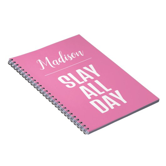 Slay the day - spiral, lay-flat notebook notitieboek (Rechterzijde)