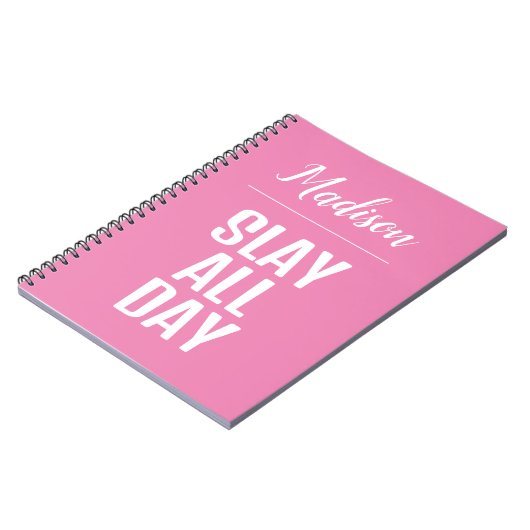 Slay the day - spiral, lay-flat notebook notitieboek (Linkerzijde)