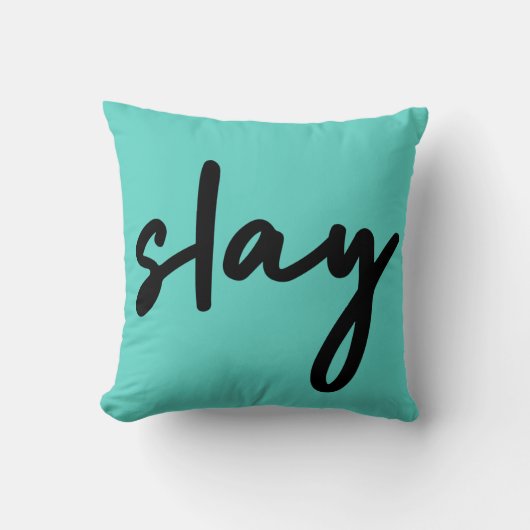 Slay | Trendy Stylish Modern Minimalist Cyan Green Kussen (Voorkant)