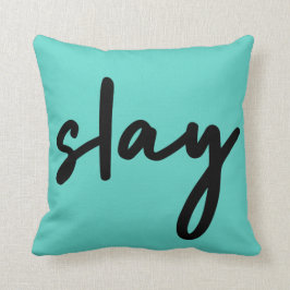 Slay | Trendy Stylish Modern Minimalist Cyan Green Kussen