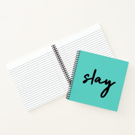 Slay | Trendy Stylish Modern Minimalist Cyan Green Notitieboek (Binnen)
