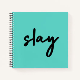 Slay | Trendy Stylish Modern Minimalist Cyan Green Notitieboek