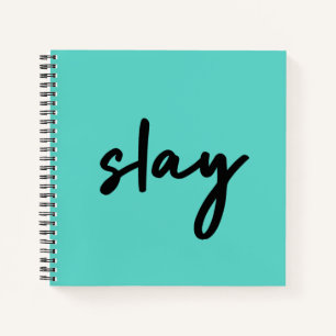 Slay   Trendy Stylish Modern Minimalist Cyan Green Notitieboek