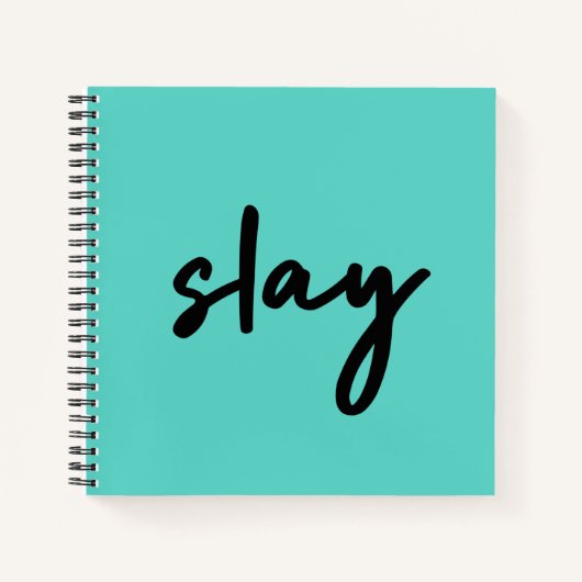 Slay | Trendy Stylish Modern Minimalist Cyan Green Notitieboek (Voorkant)
