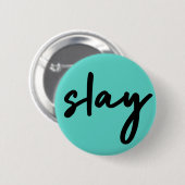 Slay | Trendy Stylish Modern Minimalist Cyan Green Ronde Button 5,7 Cm (Voorkant /achterkant)