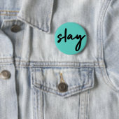 Slay | Trendy Stylish Modern Minimalist Cyan Green Ronde Button 5,7 Cm (In situ)