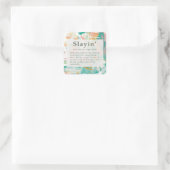 Slaydefinitie groen roze abstracte achtergrond vierkante sticker (Tas)