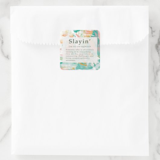 Slaydefinitie groen roze abstracte achtergrond vierkante sticker (Tas)