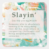 Slaydefinitie groen roze abstracte achtergrond vierkante sticker (Voorkant)