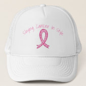 Slaying Cancer in Style Hat | Pink Ribbon Trucker Pet (Voorkant)