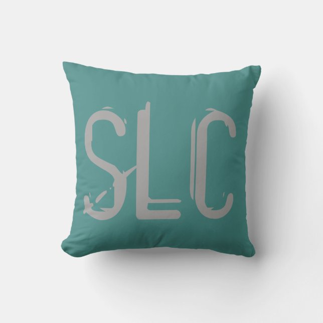 SLC Airport Grunge Typografie Kussen (Voorkant)