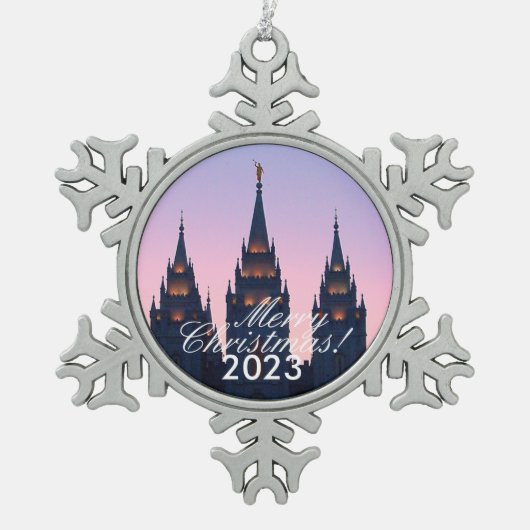 SLC Temple Kerst Tin Sneeuwvlok Ornament (Voorkant)