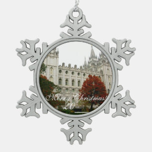 SLC Temple Pewter-kerstversiering Tin Sneeuwvlok Ornament
