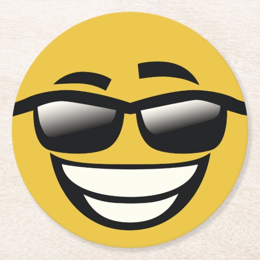 Slecht aan de koele kerel Emoji van het Been Ronde Kartonnen Onderzetter (Voorkant)