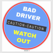 Slecht bestuurdersteken - Blauw Let op Sticker (Vel)