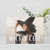 Slecht Cute Halloween-foto Feestdagenkaart (Staand voorkant)