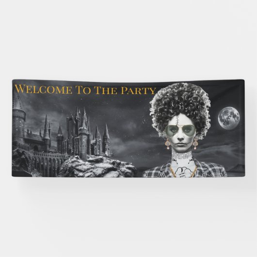 Slecht en Boojee Gotische Halloween-feestbanner Spandoek (Horizontaal)