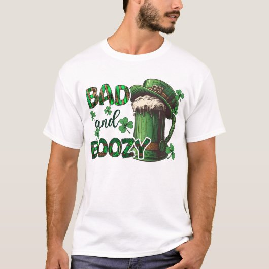 Slecht en Boozy Shirt, St Patrick's Day T-Shirt (Voorkant)