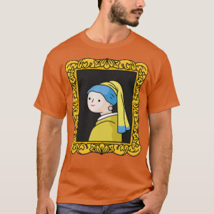 slecht getekend meisje met parel t-shirt
