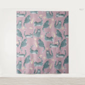 Slecht grijs tabby katten kloppen spullen over pat wandkleed (Voorkant)