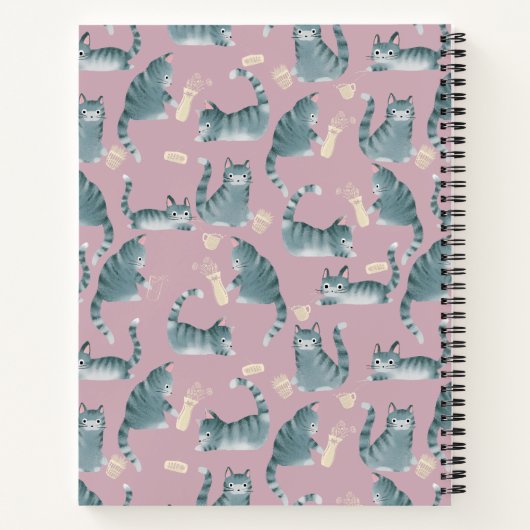Slecht Grijs Tabby Katten Knocking Stuff Over & Mo Notitieboek (Achterkant)