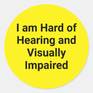 Slecht Horend en Visueel Beperkt Geel Ronde Sticker