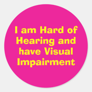 Slecht Horend en Visuele Handicap Roze Ronde Sticker