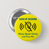 Slecht Horend - Geel Ronde Button 5,7 Cm (Voorkant /achterkant)
