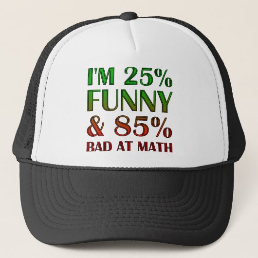 Slecht in Wiskunde Grappige Bal Cap Trucker Hoed Pet (Voorkant)