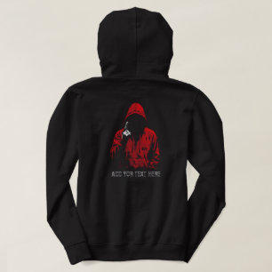 Slecht Jochie Rood Gehulde Figuur Donkere Esthet Hoodie
