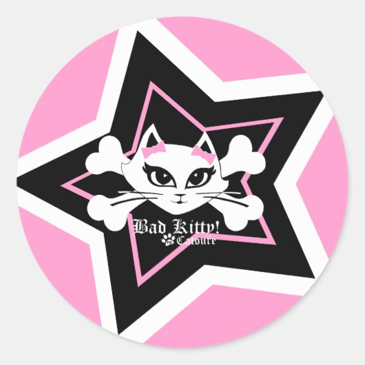 Slecht Kat Kleine Roze Stickers (Voorkant)