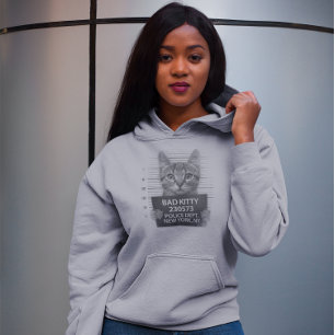 Slecht Kat NYPD politie arrestatie Foto Funny Gift Hoodie