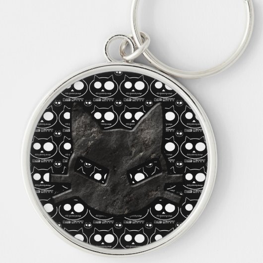 Slecht Kat Skulls Black Gothic Sleutelhanger (Voorkant)