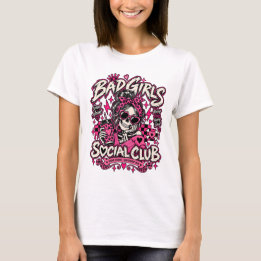 Slecht Meisjes Sociale Club Skelet Halloween T-Shi T-shirt