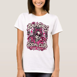 Slecht Meisjes Sociale Club Skelet Halloween T-Shi T-shirt