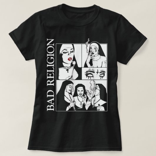 Slecht nuns Religie Roken T-shirt (Design voorkant)