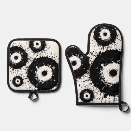 Slecht oog zwart-wit ovenwant & pannenlap set