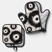 Slecht oog zwart-wit ovenwant & pannenlap set (Voorkant / Achterkant)