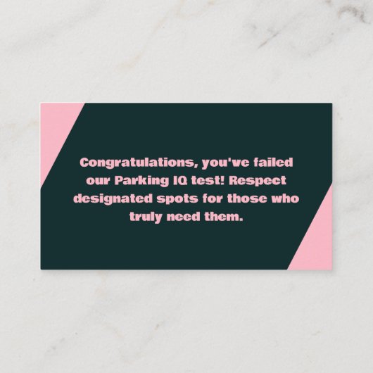 Slecht parkeren IQ-test Visitekaartje (Achterkant)