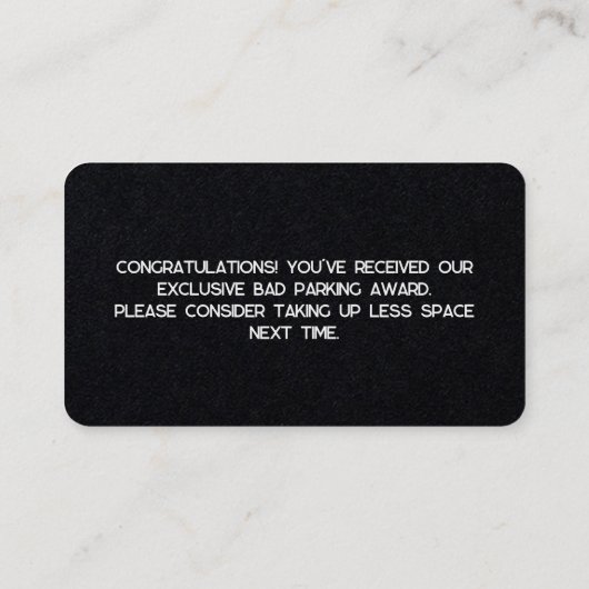 Slecht parkeren visitekaartje (Achterkant)