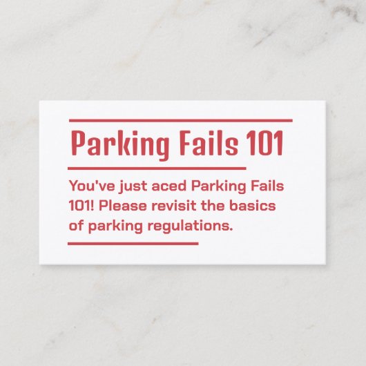 Slecht parkeren visitekaartje (Voorkant)