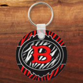 slecht rode zebra beginletter B Sleutelhanger (Voorkant)