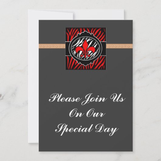 slecht rood zebra fleur de lis symbool kaart (Voorkant)