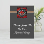 slecht rood zebra fleur de lis symbool kaart (Staand voorkant)